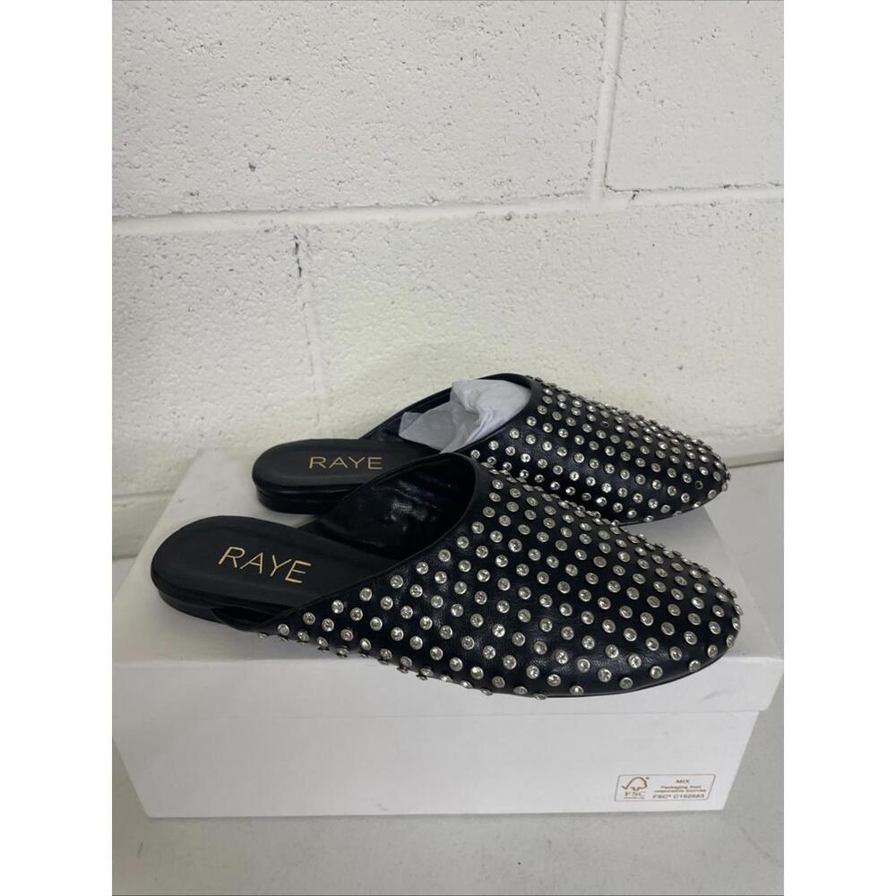 Revolve RAYE Isa Slide flat black studded  Rhinestone size 6 NIB $168 msrp - Picture 9 of 12